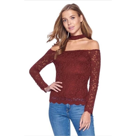 Choker Off Shoulder Lace Top - Picture 1 of 1